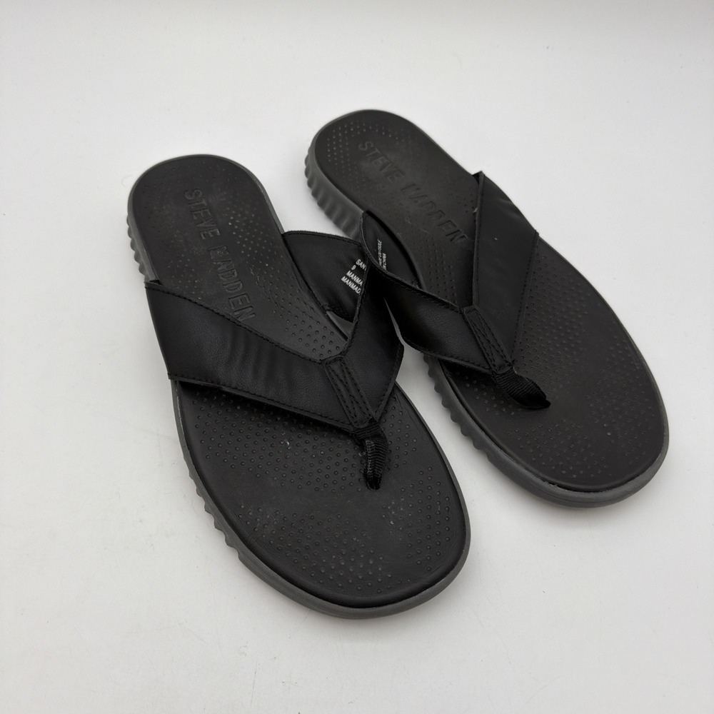 Steve Madden Mens Black Thong Sandals Flip Flops Size 9 SANTEE